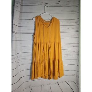 Luna Women's Mustard Sleeveless Dress Size Plus 1x